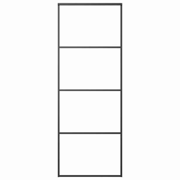 vidaXL Posuvné dveře mléčné ESG sklo a hliník 76 x 205 cm černé