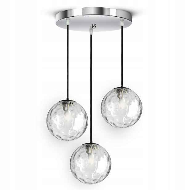 Závěsná stropní lampa Skleněný lustr s průhlednými koulemi EZ3 Chrom Led