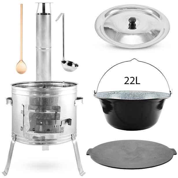 Perfect Home Kotlíková souprava 22L, litinová gril deska Set-NKKSK22lp, 6ks