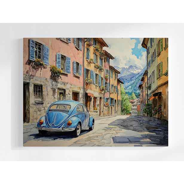 Plakát Město Městečko Ulička Modré Auto 100x75