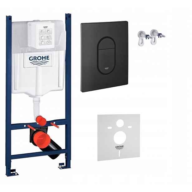 Kompletní podomítkový Wc set – stojan Grohe tlačítko černá matná barva