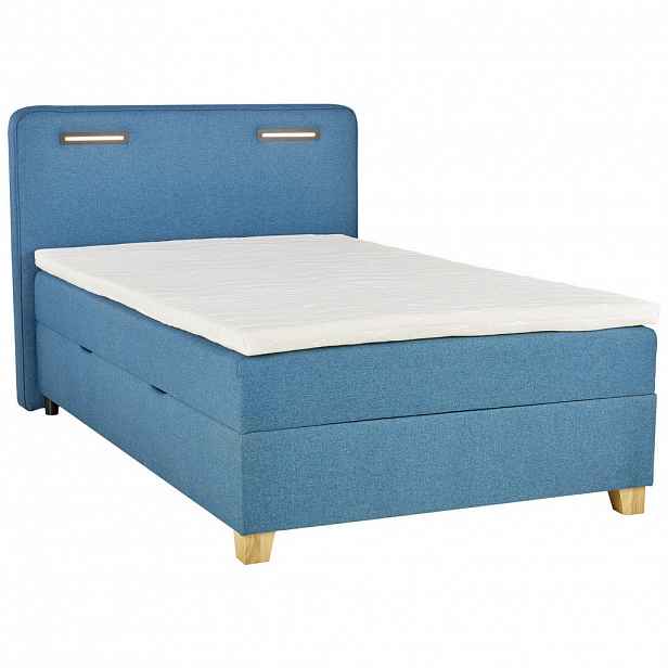 Moderano Postel Boxspring, 120/200 Cm, Textil, Kompozitní Dřevo, Tyrkysová - Postele boxspring - 000504000301