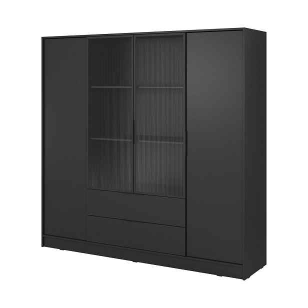 MASSENO ŠATNÍ SKŘÍŇ S OTOČNÝMI DVEŘMI CATERINA, 206/200/51 cm 4dveřová, černá