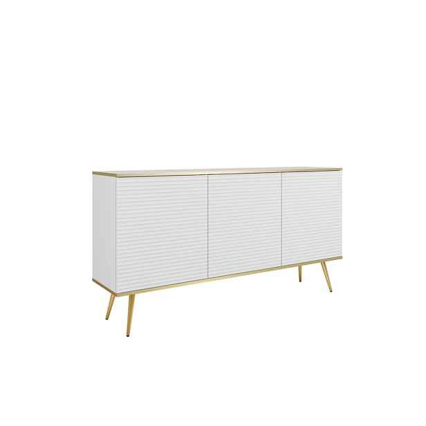 ArtPS Komoda BIJOU K-160 MDF | bílá / zlaté nohy