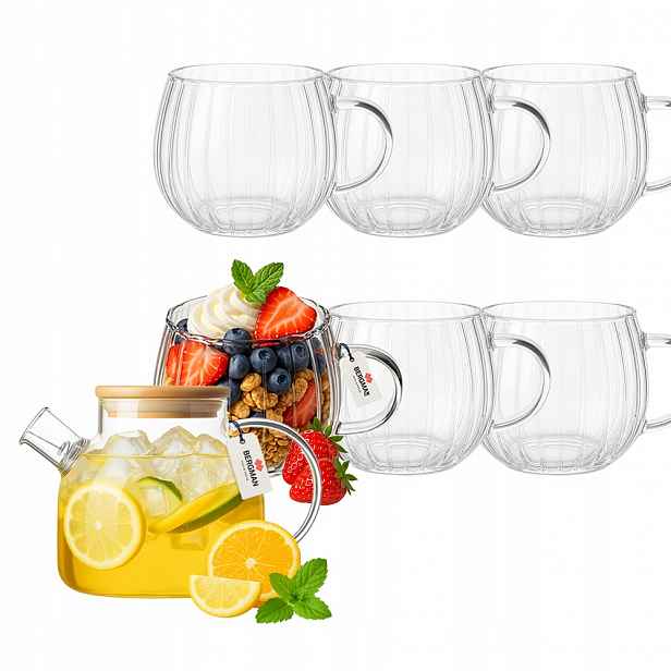 Bergman – džbán 1 l 6 sklenic 350 ml, žebrovaný, sklo