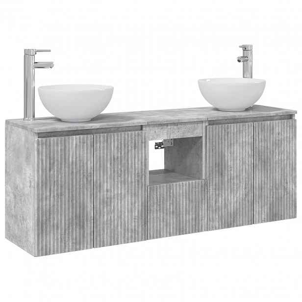 vidaXL Sada koupelnových skříněk 3 ks Betonově šedá 129 x 41 x 80 cm