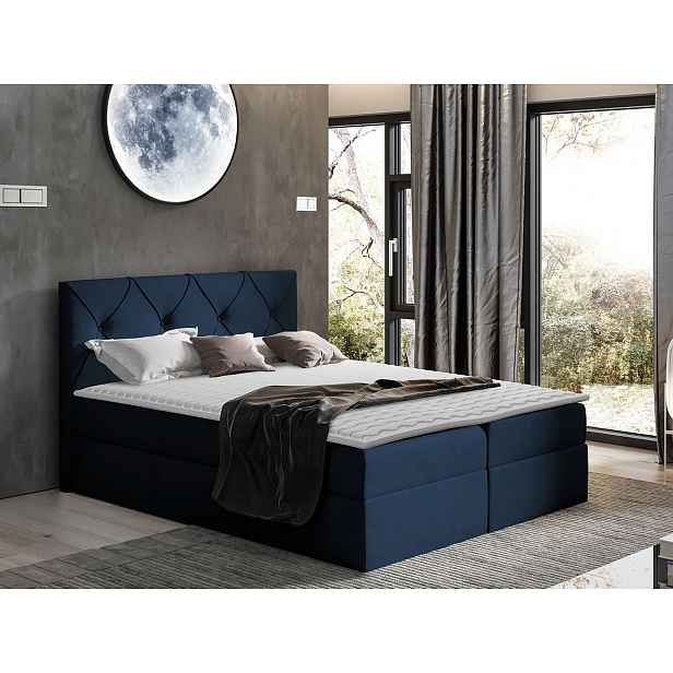 Americká manželská postel 180x200 LITZY 1 - modrá + topper ZDARMA