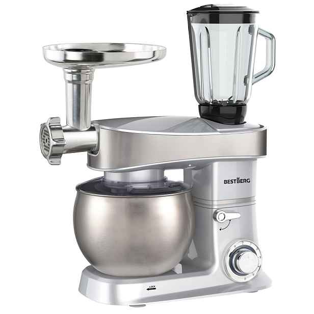 Multifunkční kuchyňský robot BestBerg BBR-2000S / 2000 W / 6 l / 6 rychlostí / stříbrná