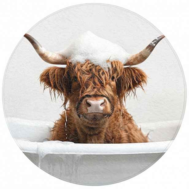 OnlyWow KOUPELNOVÁ PŘEDLOŽKA Scottish Highlander - Koupel - Kráva - Zvířata - Pěna 70x70 cm