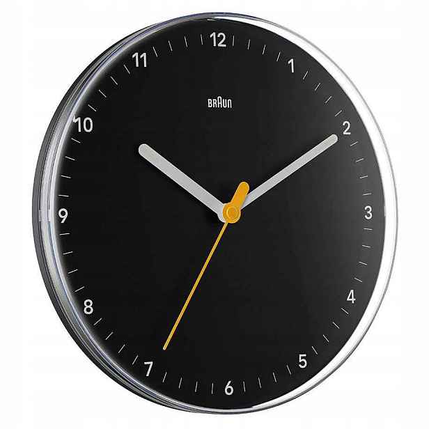 Černé Malé Klasické Kulatý Nástěnné Hodiny Braun BC26B 23 cm