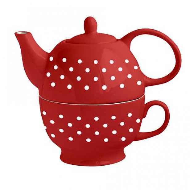 Konvička na čaj se šálkem červená