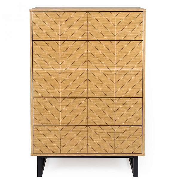 Komoda - dub  Woodman Mora Herringbone Print