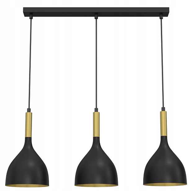 Luminex Lampa Noak černo-zlatá 3xE27 15W 72 cm, skandinávský design