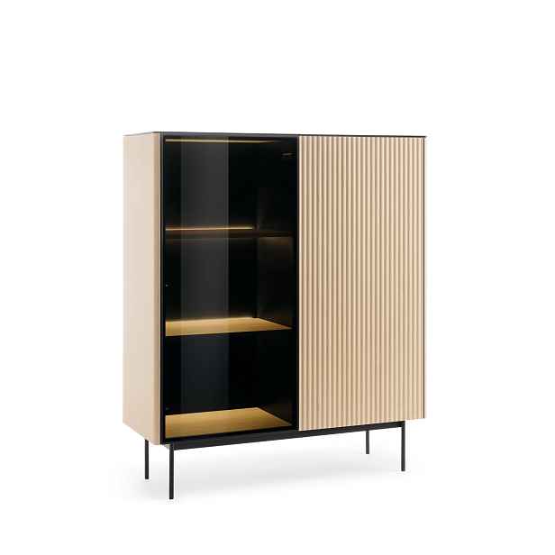 Piaski Vitrína s LED osvětlením Orta 107 cm černá/dub Vicenza