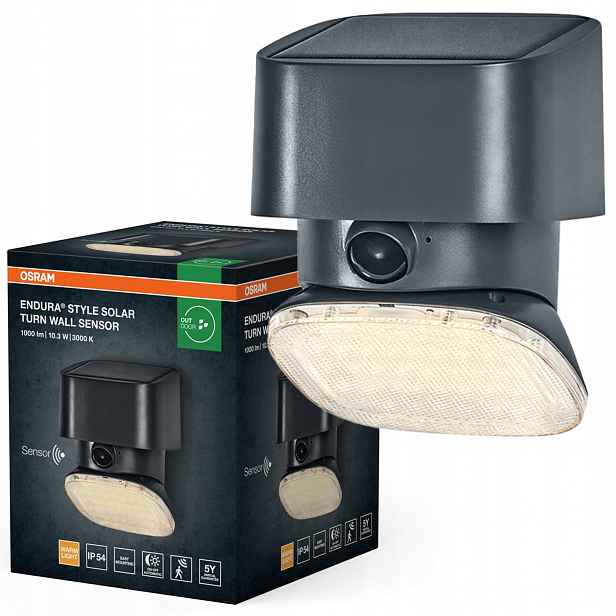 Solární Lampa Zahradní nástěnné svítidlo Fasádní Led Snímač pohybu 10.3W 3000K