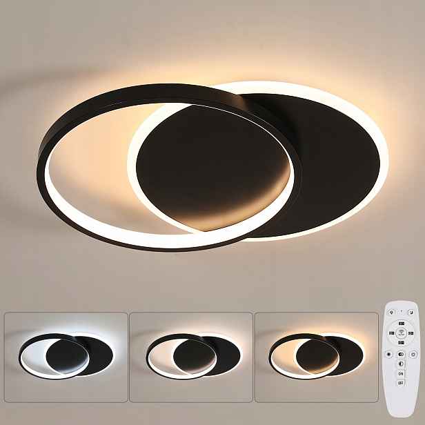 Stropní Led lampa Plafon černá Lustr s dálkovým ovládáním Kulatá moderní 32W