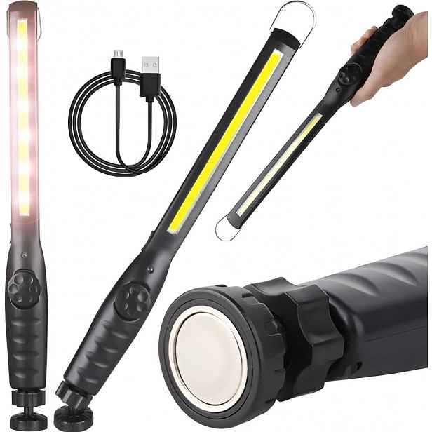 Akumulátorová pracovní Led lampa Cob 8W s magnetickým klipem