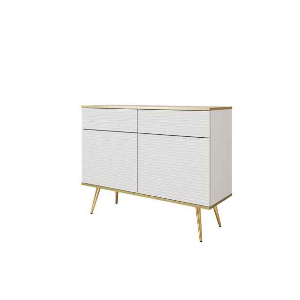 ArtPS Komoda BIJOU KSZ-107 MDF | bílá / zlaté nohy