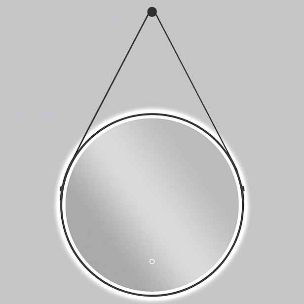Koupelnové LED zrcadlo Rotondo, kovový rám - černá matná - Ø 60 cm