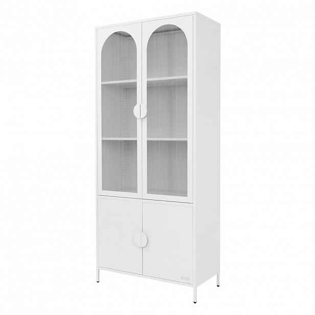 ML-DESIGN VITRÍNA 80x185x40 cm bílá z oceli se 4 dvířky