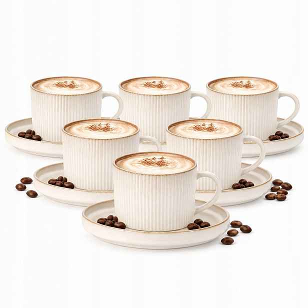 Sada 6 porcelánových šálků s podšálkem 250 ml Retro Evia