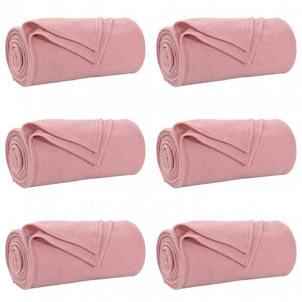 vidaXL Dekorační deky 6 ks Růžová 270 x 240 cm 5.44 kg Fleece