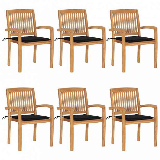 Zahradní židle 6 ks teak / látka Černá