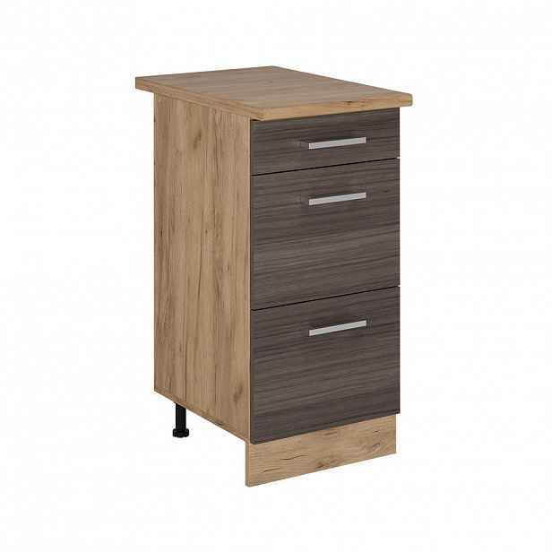Vicco SPODNÍ SKŘÍŇKA KUCHYŇSKÉ LINKY R-Line Ušlechtilá šedá 40 cm se zásuvkami, PD Dub