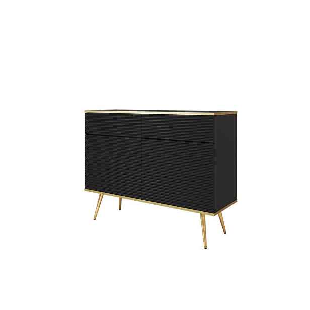 ArtPS Komoda BIJOU KSZ-107 MDF | černá/zlaté nohy