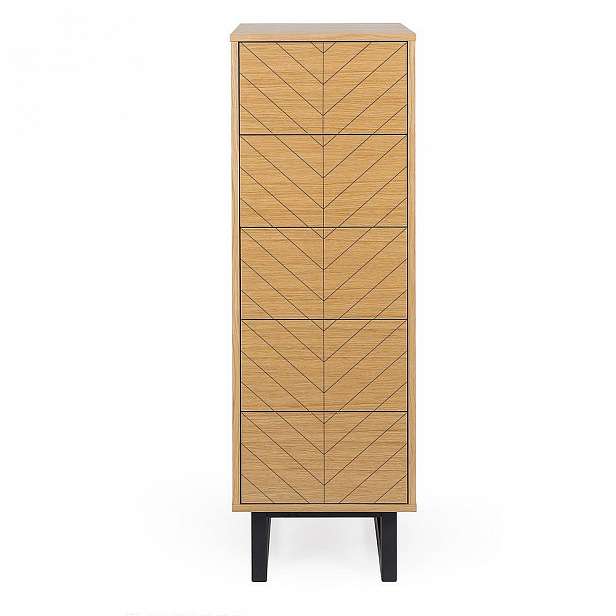 Komoda - dub Woodman Mora Narrow Herringbone Print