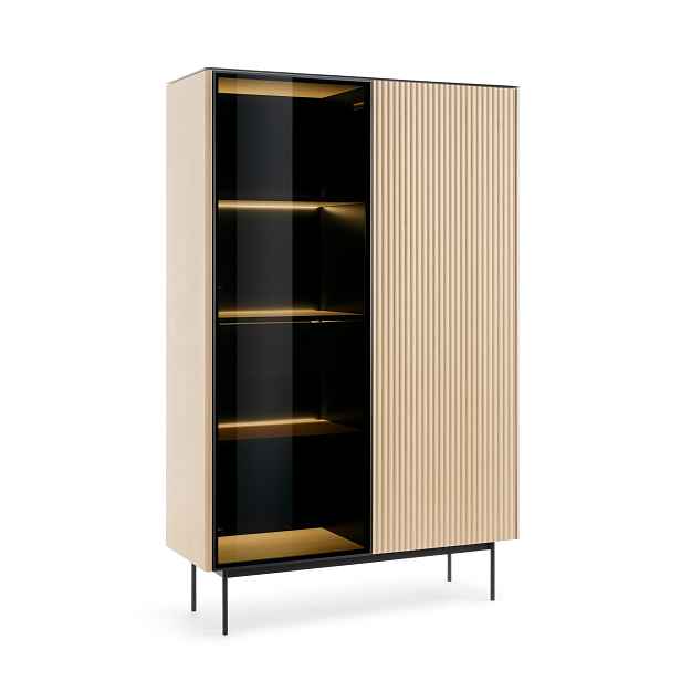 Piaski Vitrína s LED osvětlením Orta WTSZ 107 cm černá/dub Vicenza