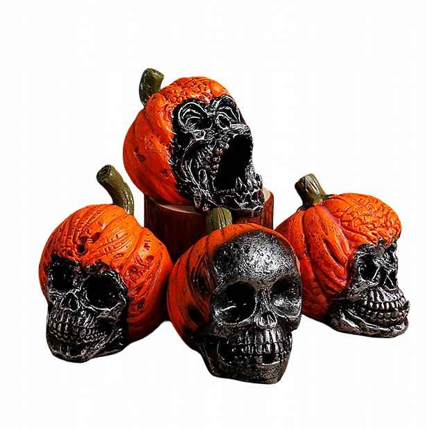 Tetsmg Halloweenská dekorace Strašidelná Lebka 4 kusy Pryskyřice