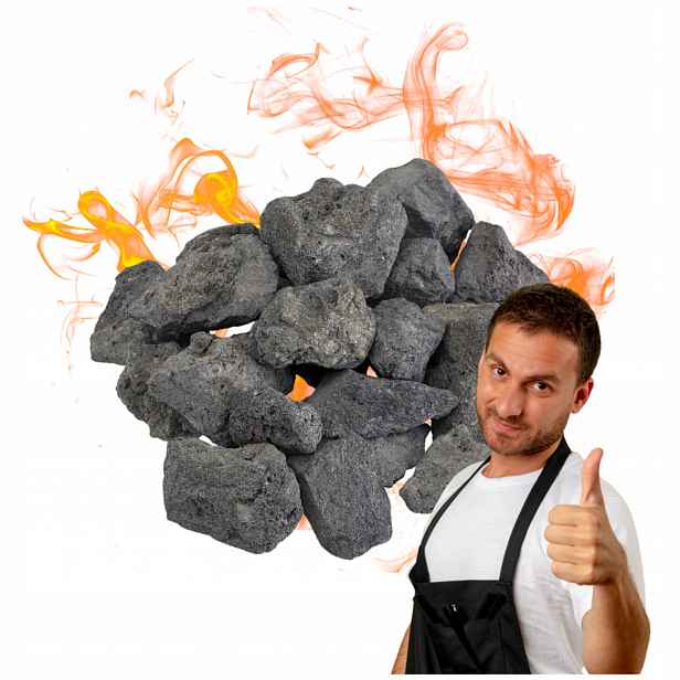 Vulkanické lávové kameny pro plynový gril, porézní, sada 2 x 3 kg