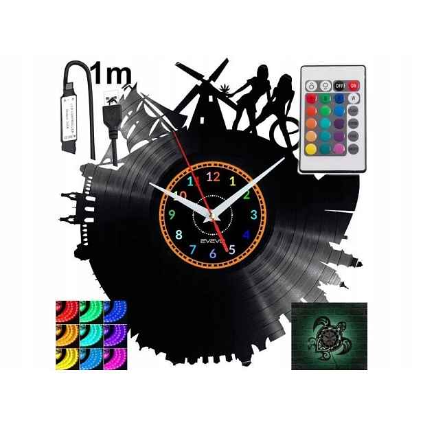 Amsterdam Dárek Originální dekorace do domu Hodiny z vinylové desky