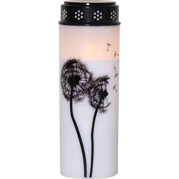 Hřbitovní LED svíčka výška 21 cm Star Trading Dandelion - bílá