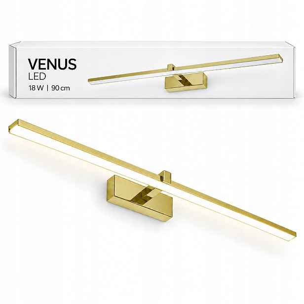Nástěnná lampa 90 cm Venus 18W zlatá Led nad zrcadlo koupelna 4200K IP44