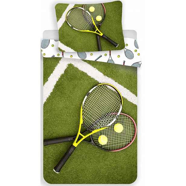 Sportovní Povlečení Tenis Tráva Tenisové Rakety 140x200 100% Bavlna