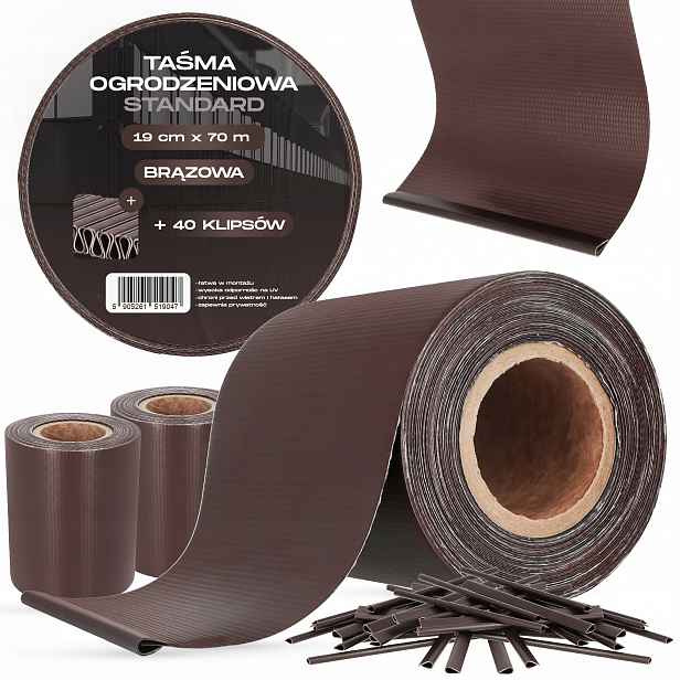 Stínící Panelové Pásy 19 Cm 35 m Kryt na plot Oplocení Panelové klipy Bronz Yv