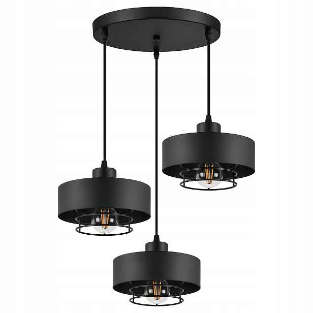 stropní svítidlo Led Závěsný lustr Stropní Svítidlo Loft Černá Moderní E27