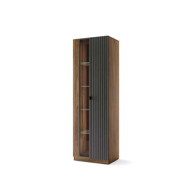 Szynaka Vitrína s LED osvětlením Radium 11 68 cm ořech Columbia/černá
