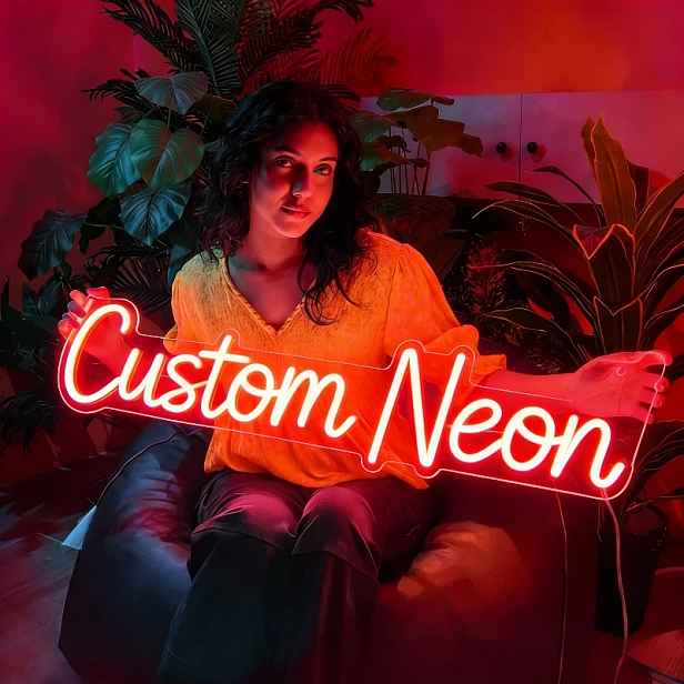TEMU Personalizované LED neonové nápisy, přizpůsobitelné v jednom dvojím řadě, vhodné pro dekoraci stěn. Unikátní neonová světla, vhodné pro svatby,