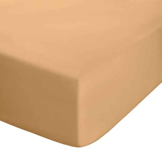 Žluté/oranžové napínací perkálové prostěradlo 135x190 cm Easy Iron Percale – Catherine Lansfield