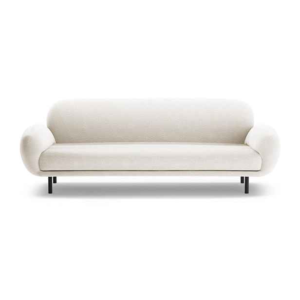 Bílá pohovka z textilie bouclé 208 cm Poppy – Micadoni