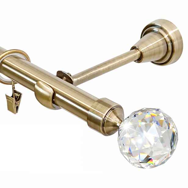 Garnýž Kovový Jednoduchý Starožitné Zlato 19 mm 280 cm Crystal