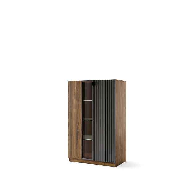 Szynaka Vitrína s LED osvětlením Radium 15 91 cm ořech Columbia/černá