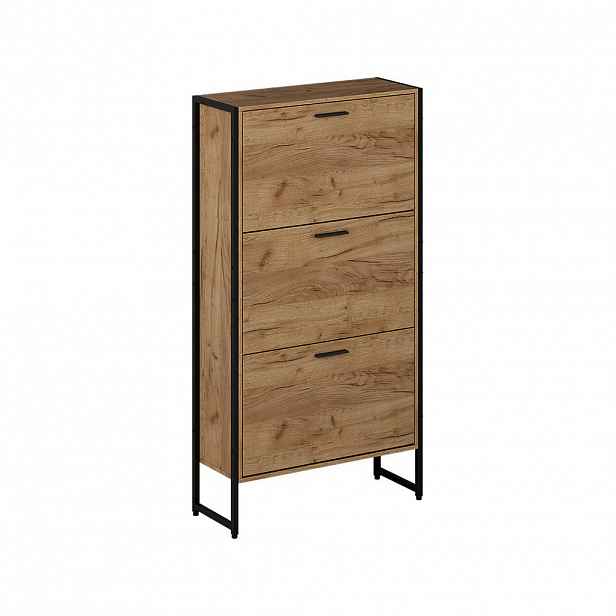 Vicco BOTNÍK NA BOTY Folda Dub Goldkraft/černá 63 x 119 cm se 3 výklopnými přihrádkami