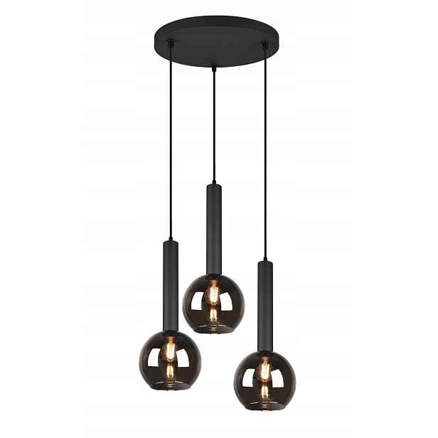 Závěsná lampa lustr 3 koule Clayton černá Trio