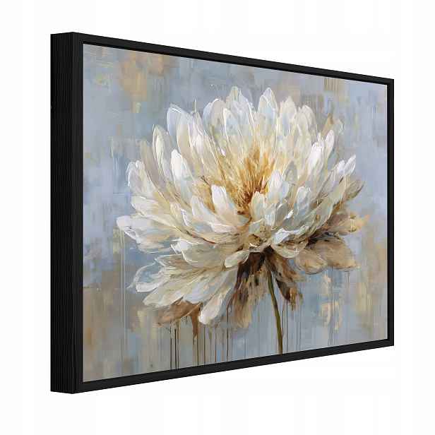 Obraz V Černém Rámu Na Plátně Květiny Abstrakce Obývací Pokoj Ložnice 60x40