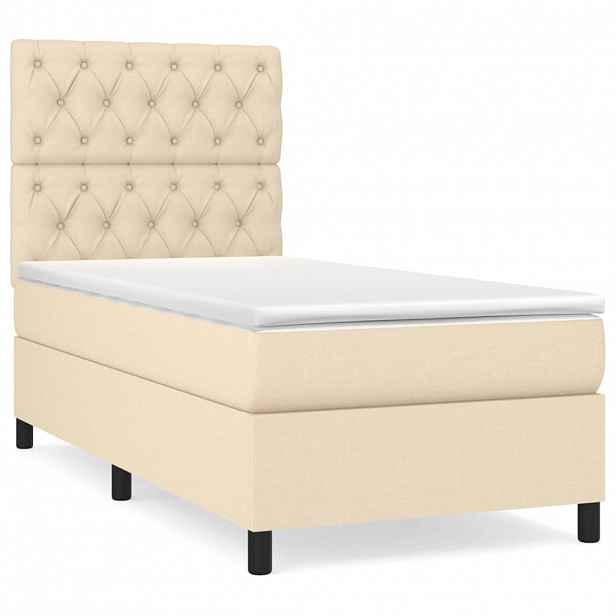 vidaXL Box spring postel s matrací krémová 80 x 200 cm textil