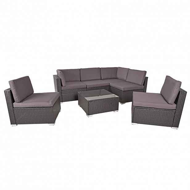 Gardenson TERASOVÁ SEDACÍ SOUPRAVA 7dílné, textil, sklo, plast, kov